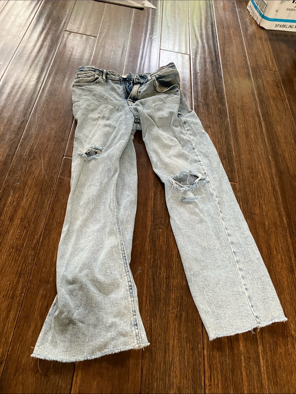 Light Blue Distressed Wide-Leg Women's Jeans